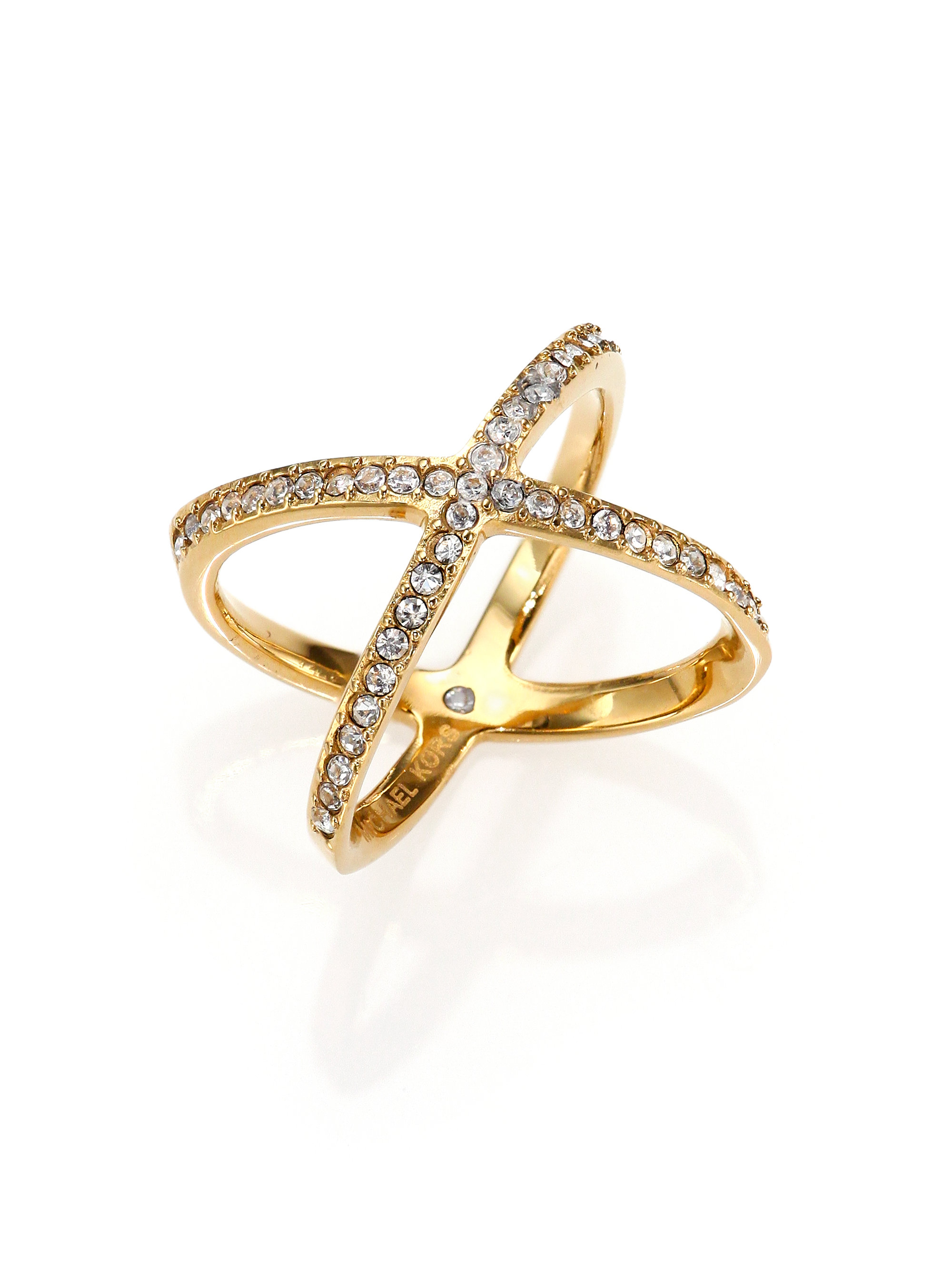 Michael Kors Brilliance Statement Pavé Midi X Ring in Gold (Metallic) - Lyst