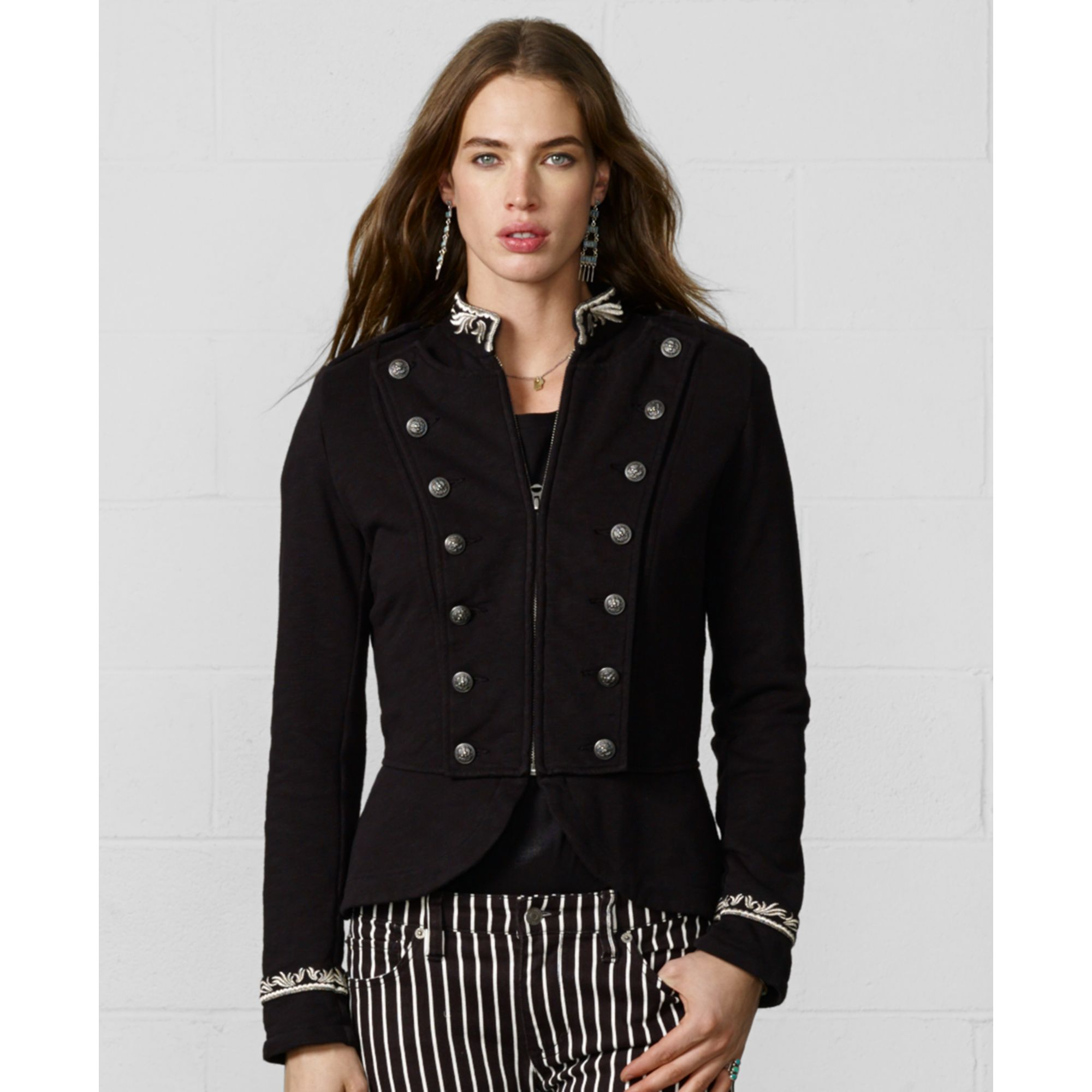 Denim Supply Ralph Lauren Frenchterry Military Jacket In Black Lyst