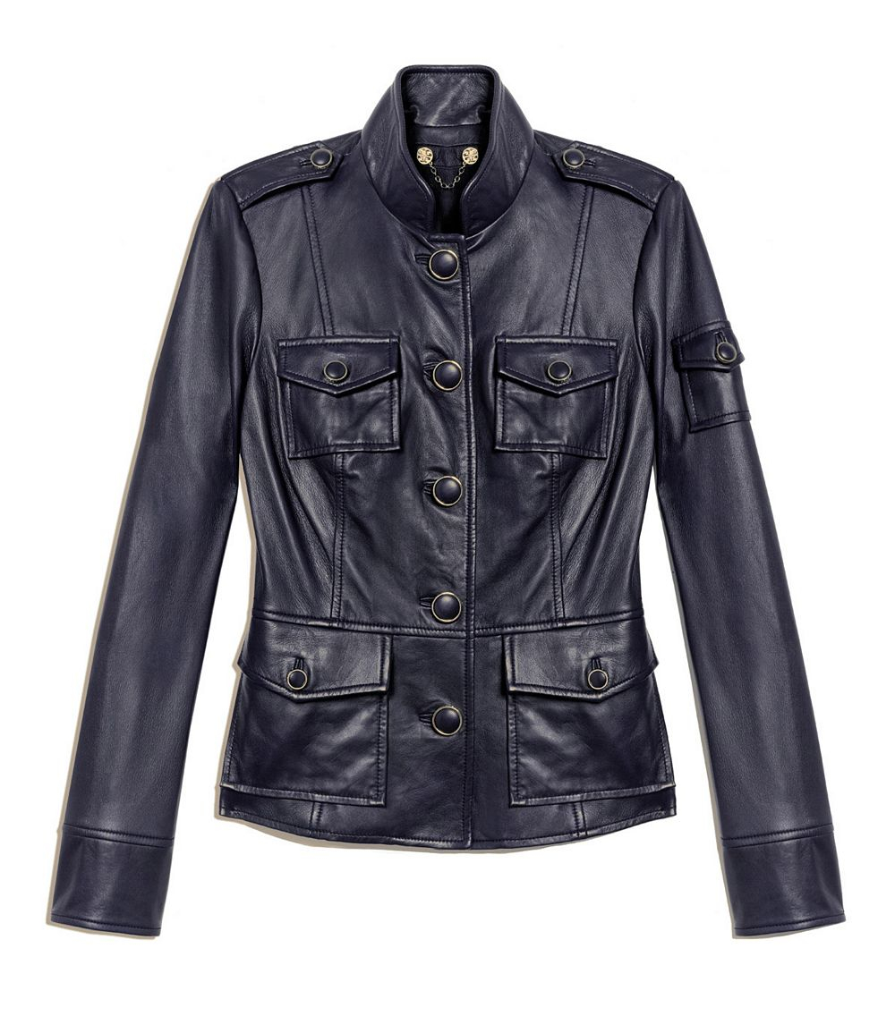 Tory Burch Shrunken Sgt Pepper Leather Jacket in Blue Lyst