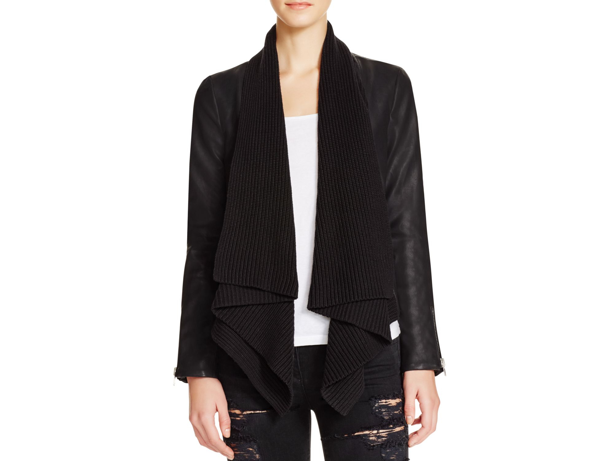 Bardot Exclusive Drape Front Faux Leather Jacket In Black Lyst