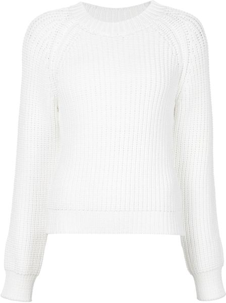Calvin Klein Ribbed Knit Sweater in White | Lyst