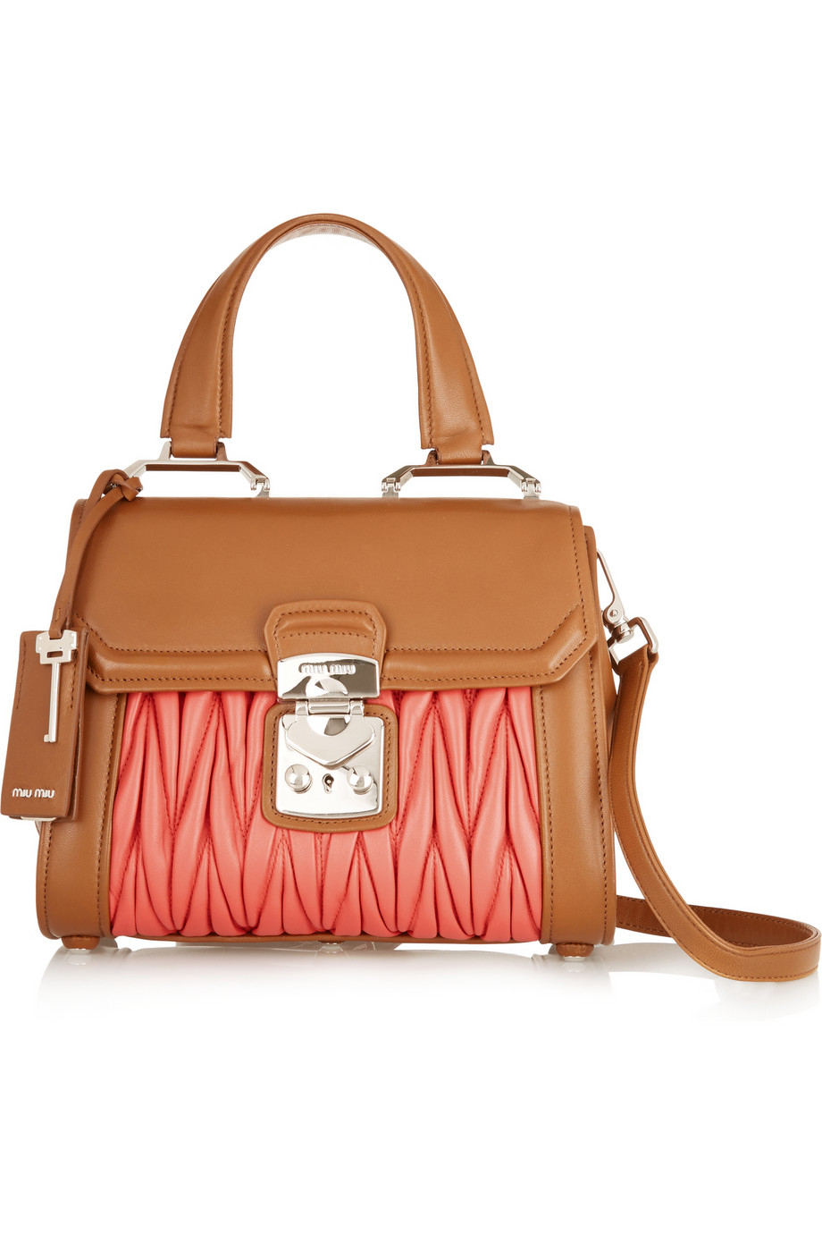 Lyst Miu Miu TwoTone Matelassé Leather Shoulder Bag in Brown