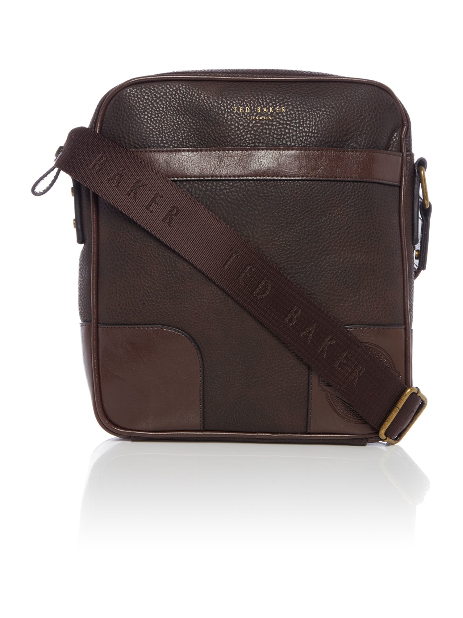 Ted Baker Mens High Shine Embossed Flight Bag in Chocolate (Brown) for