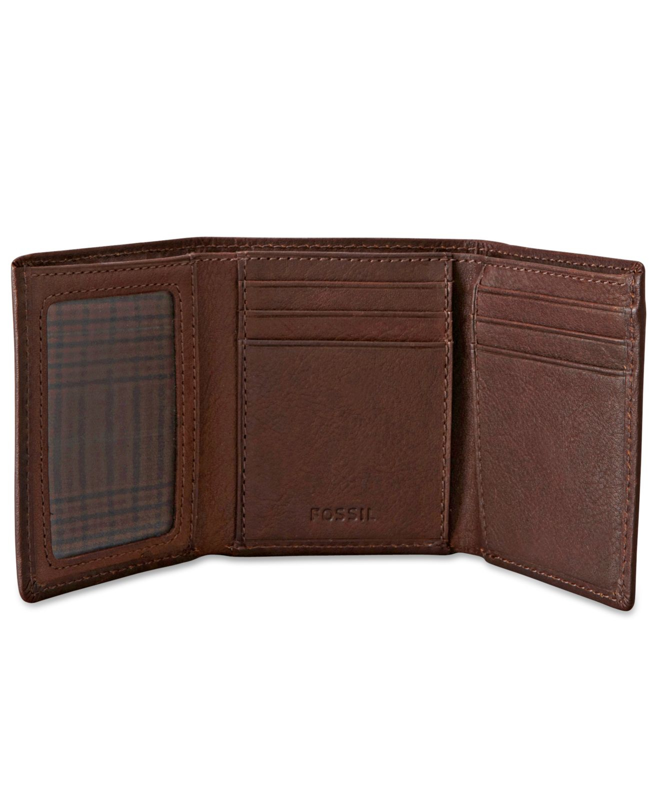Fossil Estate Zip Trifold Wallet in Brown for Men | Lyst