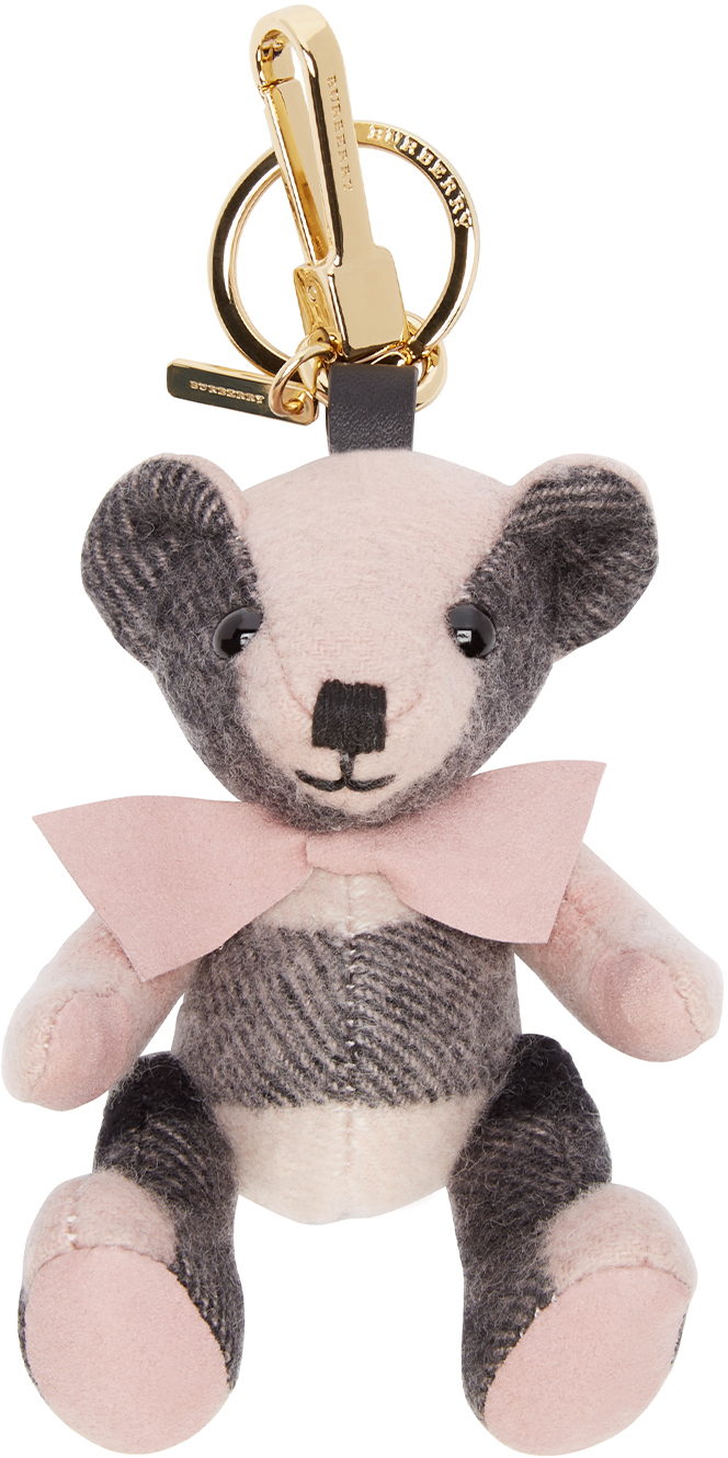 Burberry Pink And Black Cashmere Thomas Bear Keychain - Lyst