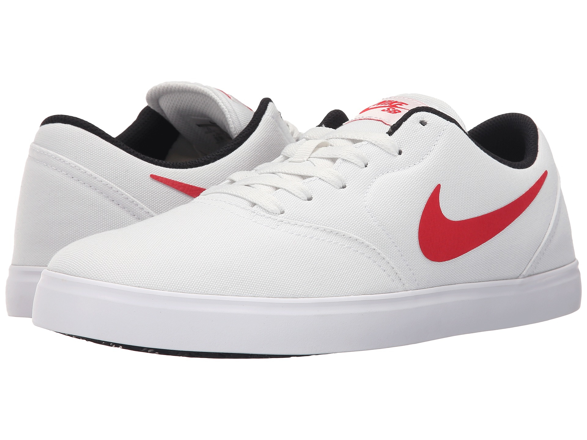 white nike with red check