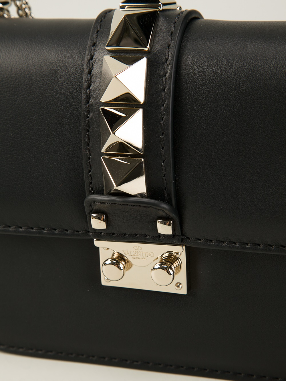 Lyst - Valentino Rockstud Mini Shoulder Bag in Black