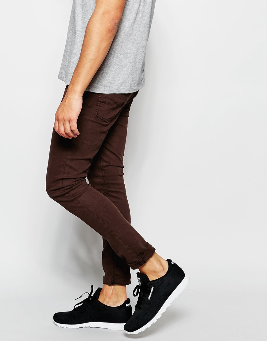 ASOS Super Skinny Jeans In Dark Brown for Men | Lyst
