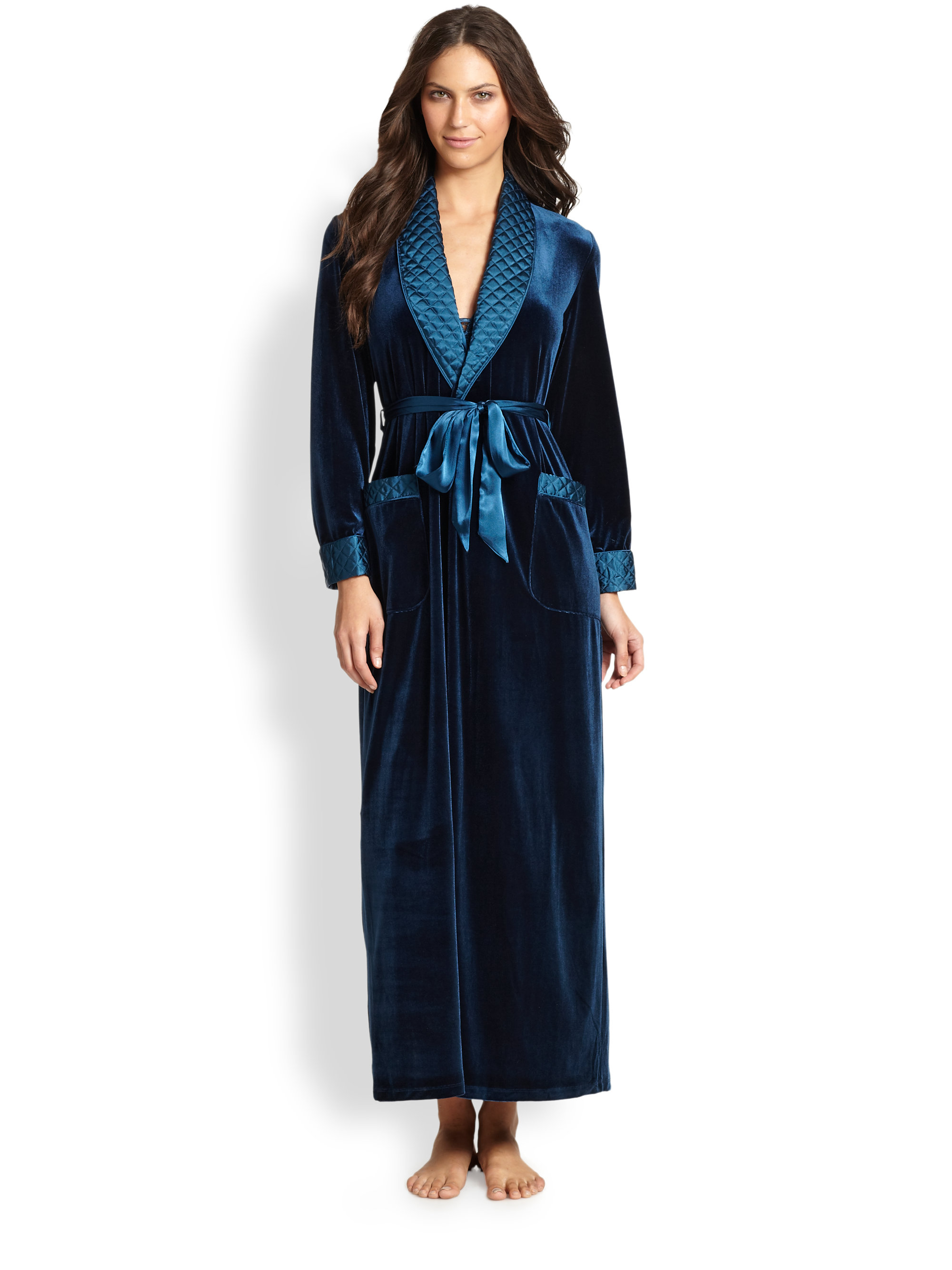 Jonquil Velvet Robe in Blue | Lyst