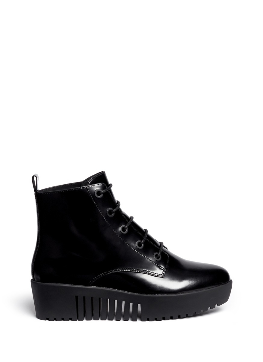 Lyst - Opening ceremony Grunge Lace-Up Leather Platform Boots in Black