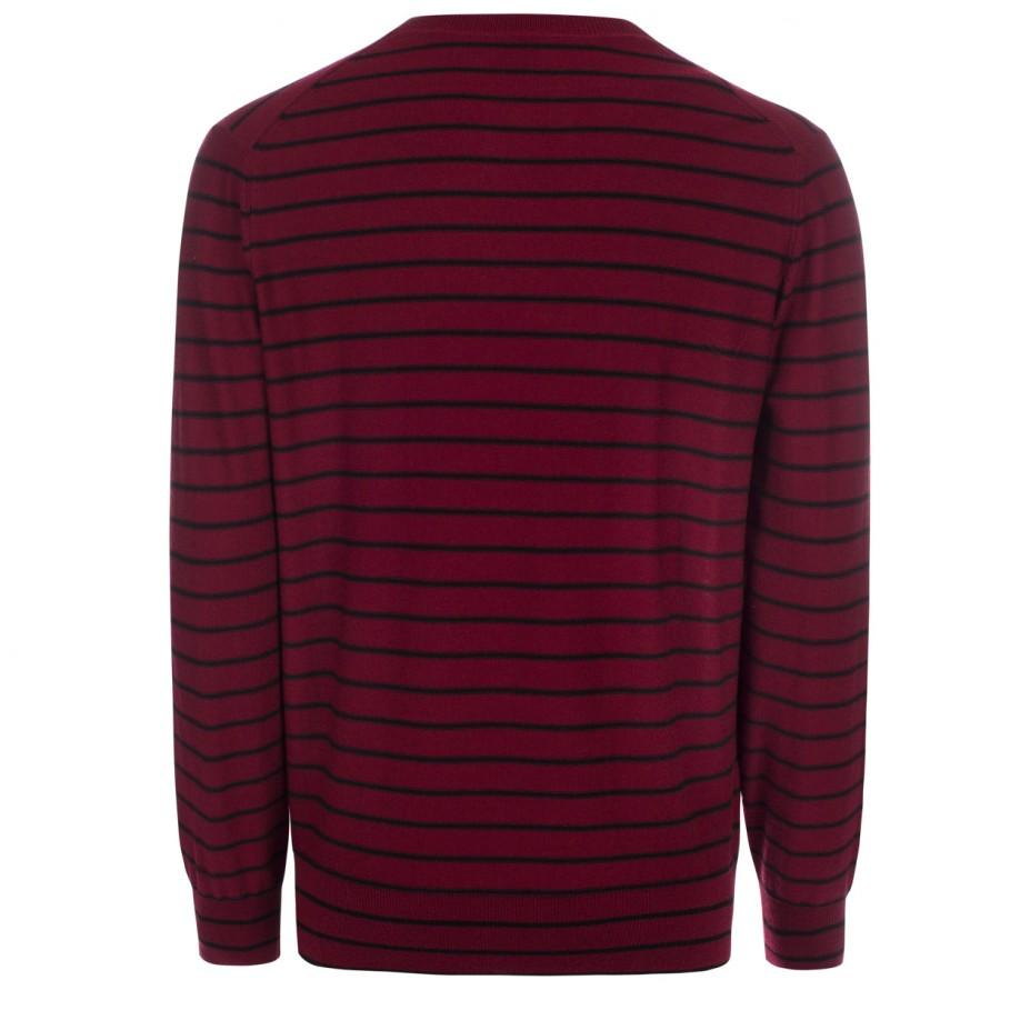 Lyst - Paul Smith Men's Cherry Red Striped Merino Wool V-neck Sweater