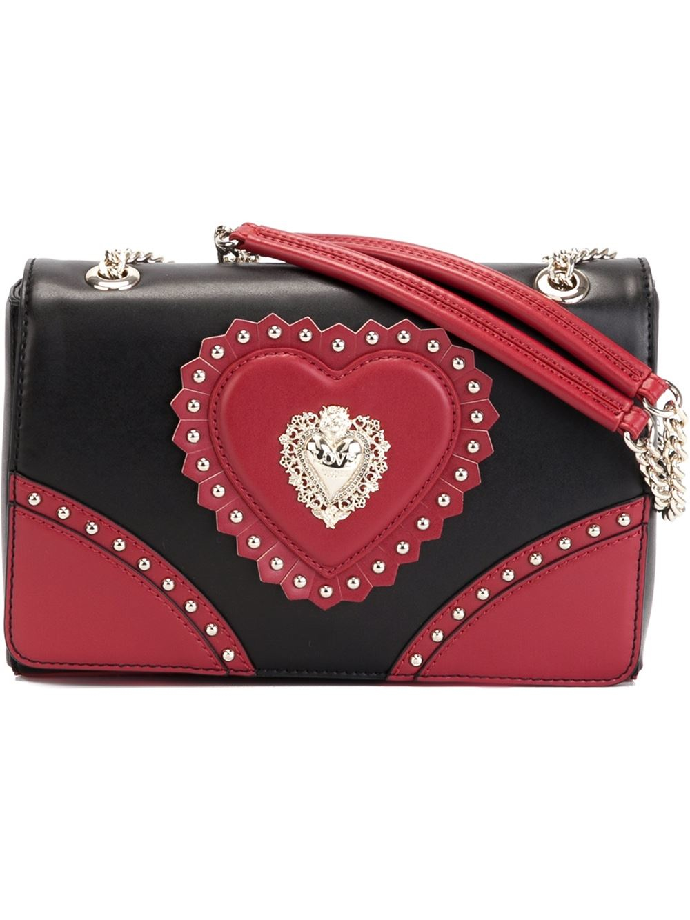 Love moschino Heart Patch Leather Shoulder Bag in Black Lyst
