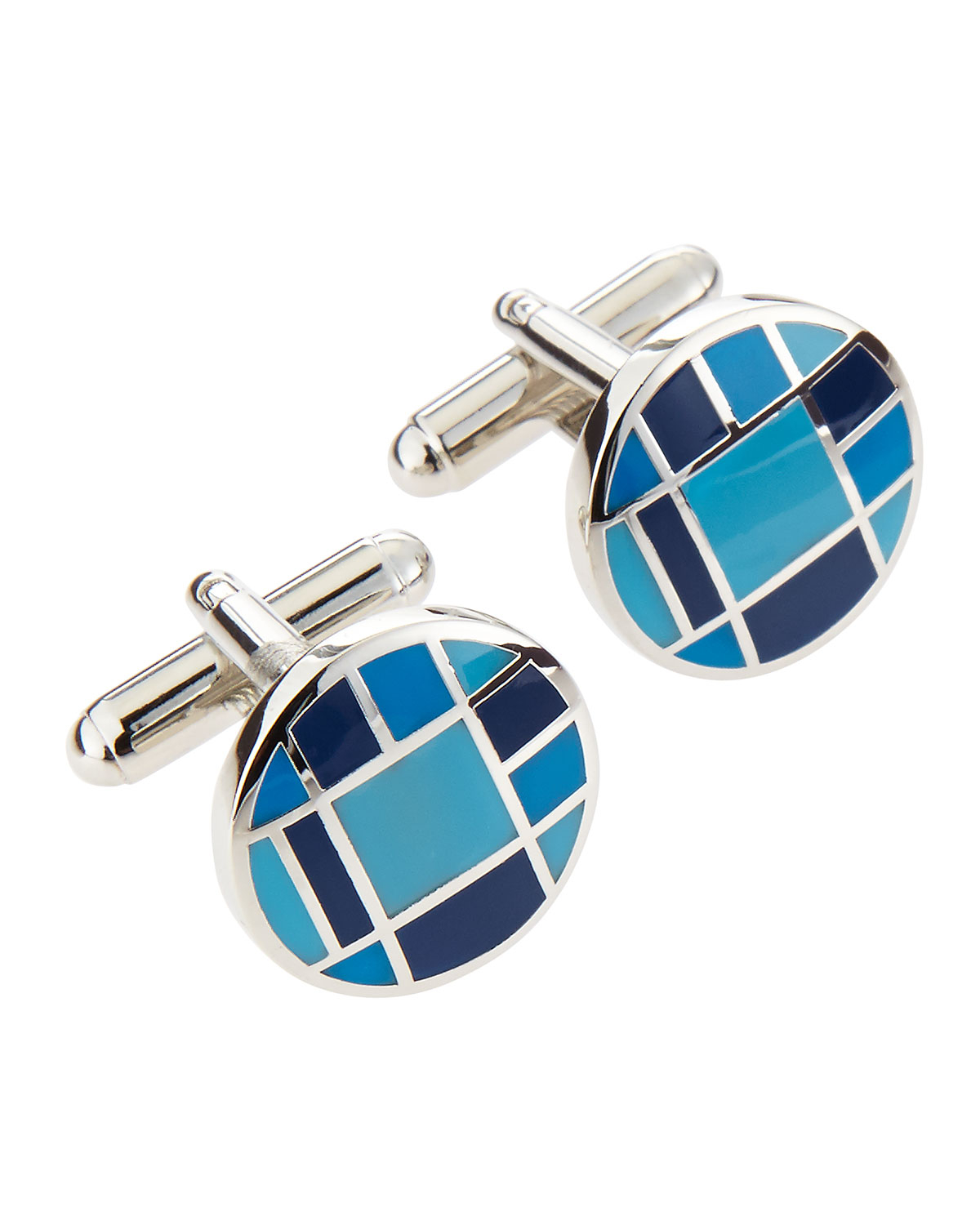 Link Up Checkered Button Cuff Links Blue in Blue for Men Lyst