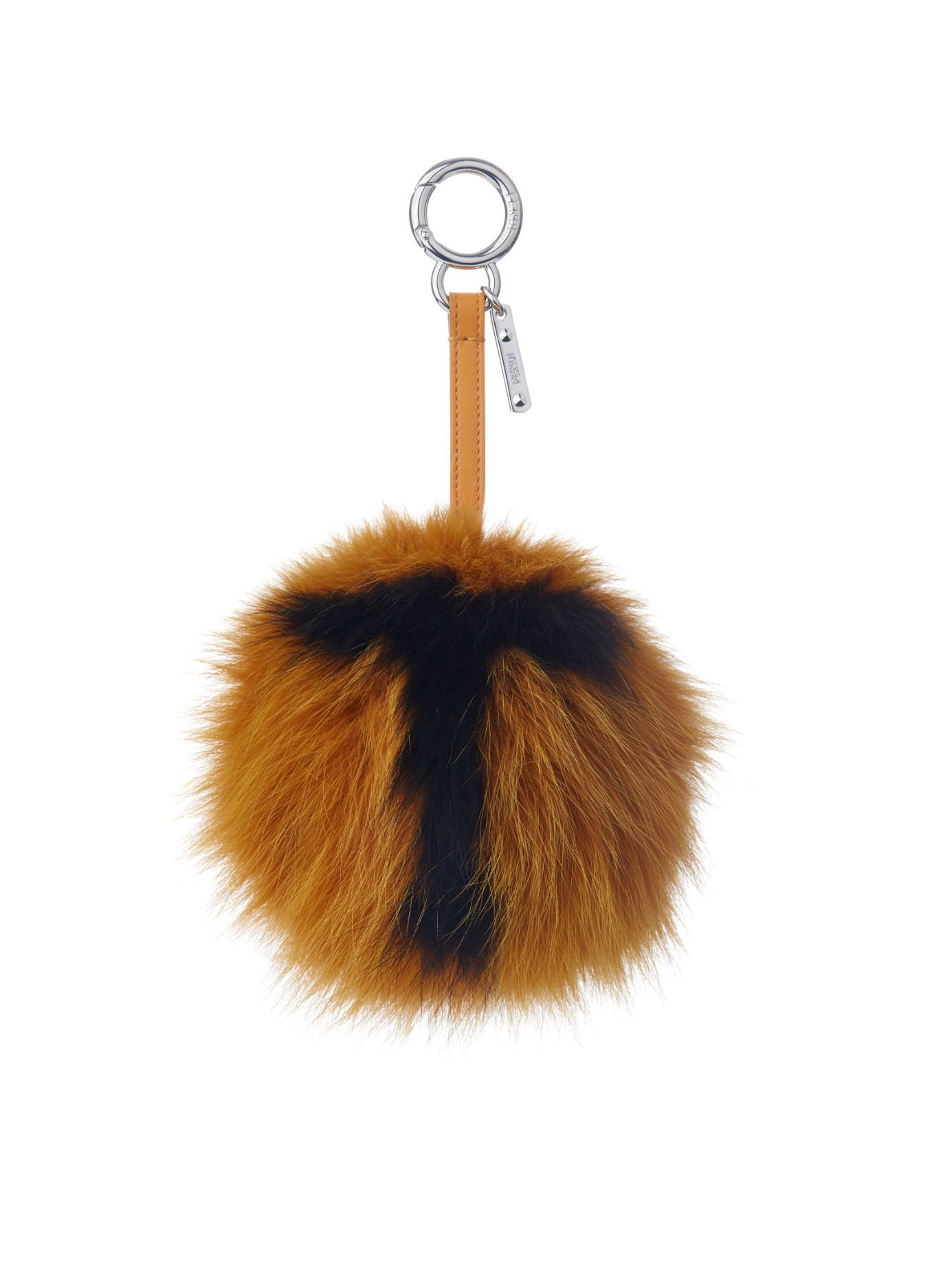 Lyst - Fendi T-letter Pompom Fox-fur Bag Charm in Orange