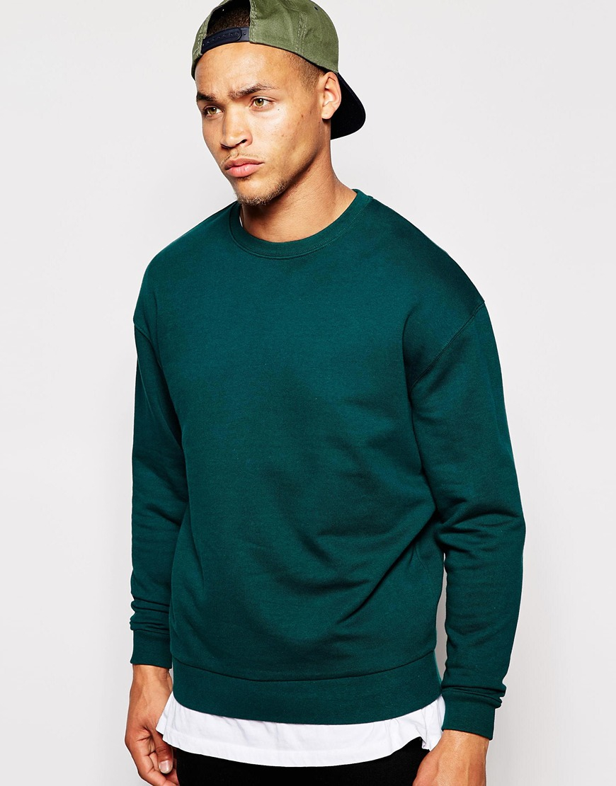 Asos Oversized Sweatshirt in Green for Men | Lyst