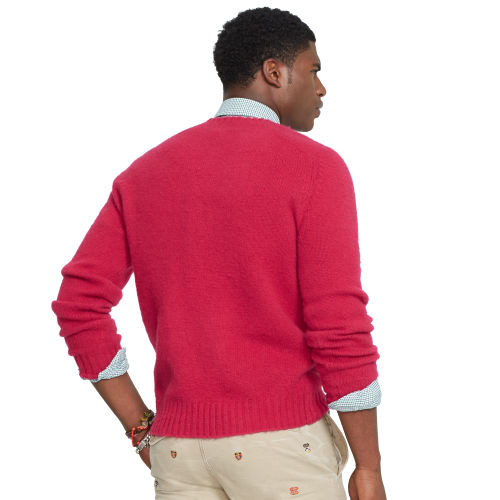 Polo Ralph Lauren Shetland Wool Crewneck Sweater in Pink for Men - Lyst