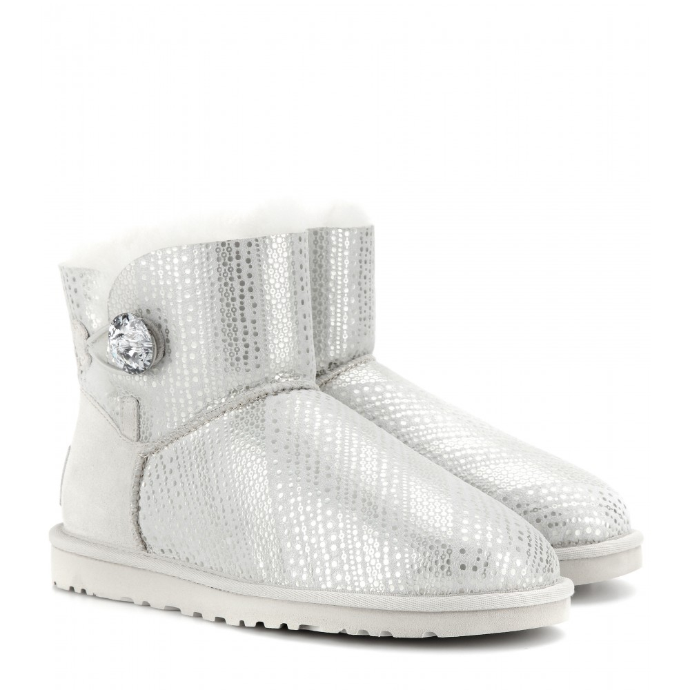 UGG Mini Bailey Button Bling Shearlinglined Boots in Metallic - Lyst