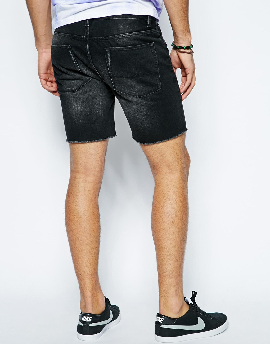 ASOS Denim Shorts in Cut Off Style in Blue for Men - Lyst