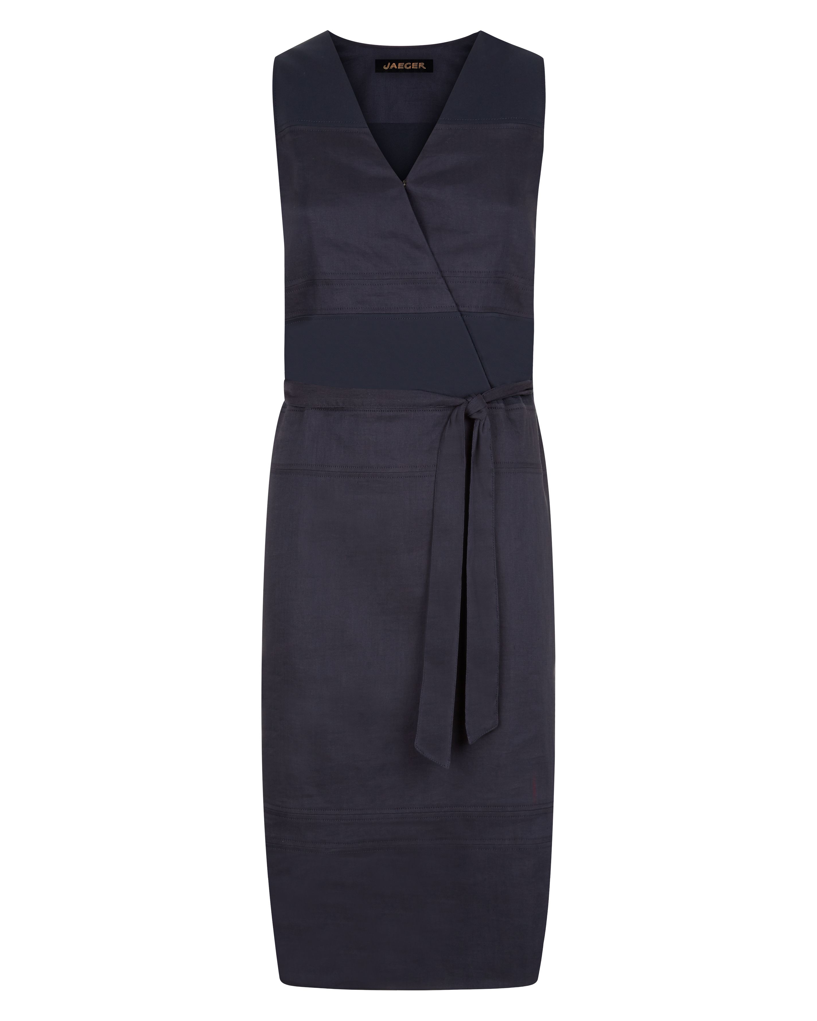 Jaeger Linen-blend Wrap Dress in Blue (Navy) | Lyst