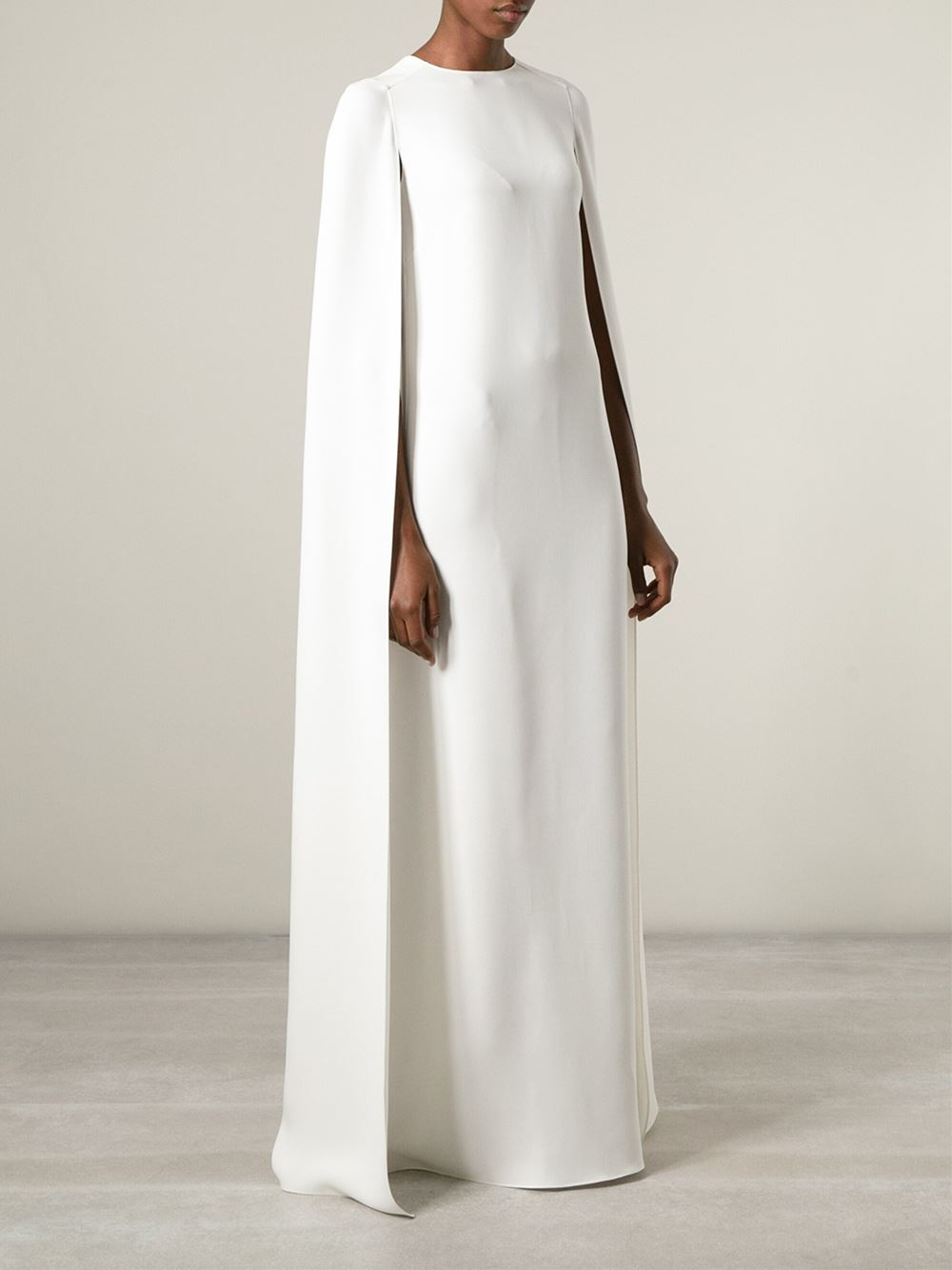 Valentino Cape-Style Evening Dress in White | Lyst