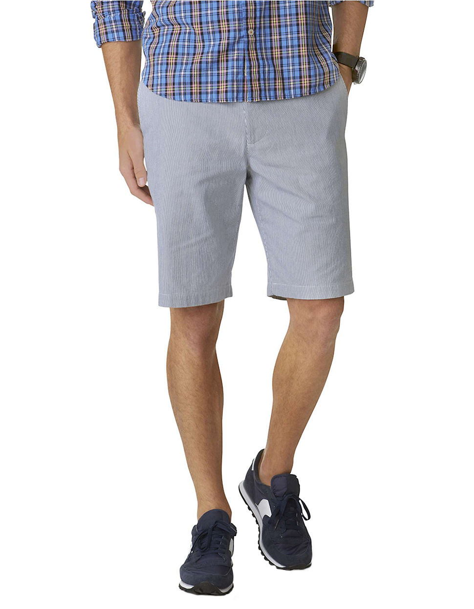 Dockers Core Pinstripe Flat Front Shorts in Blue for Men (Bright Blue)