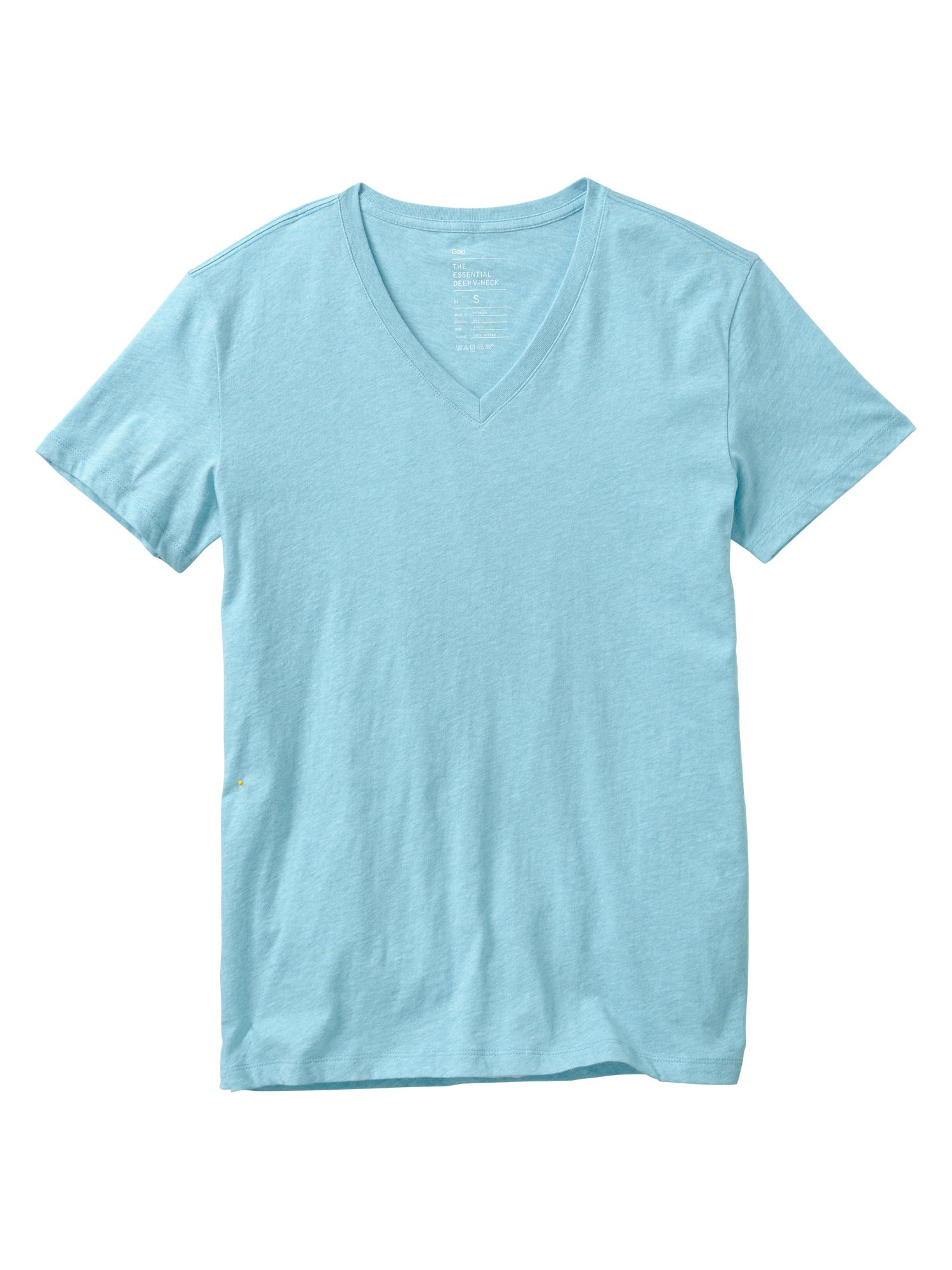 Gap Essential Deep V-neck T-shirt in Blue for Men (AQUA HEATHER B8910 ...