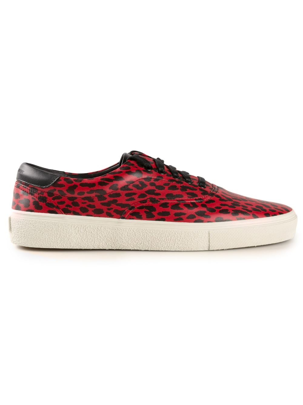 Saint Laurent Leopard Print Trainers in Red for Men - Lyst