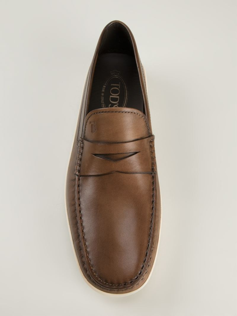Tod's Rubber Sole Loafers in Brown Men Lyst