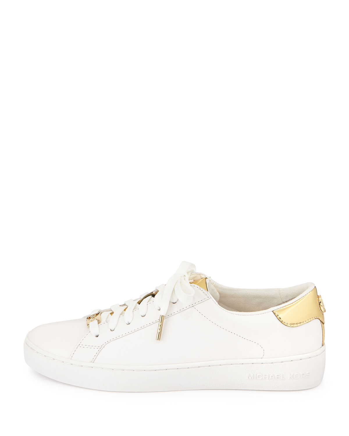 Michael michael kors Irving Leather Lace-up Sneaker in White | Lyst