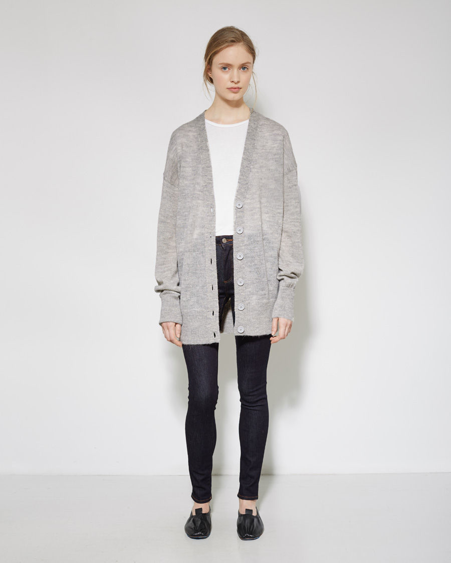 grey alpaca cardigan