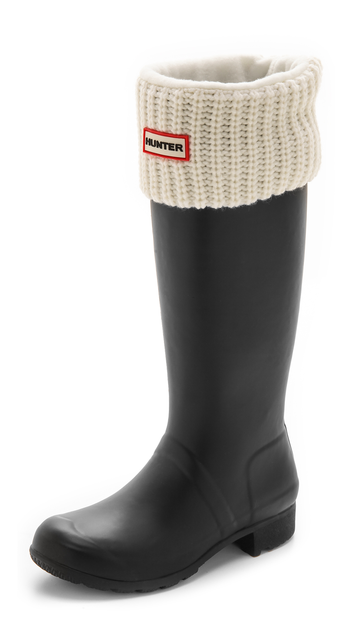 HUNTER Half Cardigan Boot Socks - Black in White - Lyst