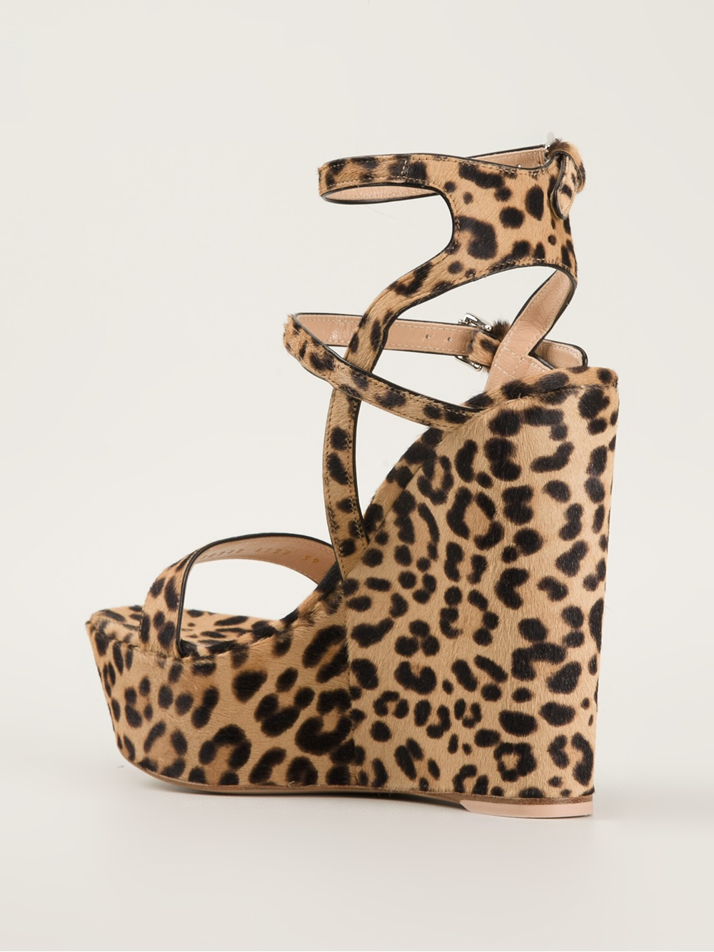 Gianvito rossi Leopard Print Wedge Sandals | Lyst