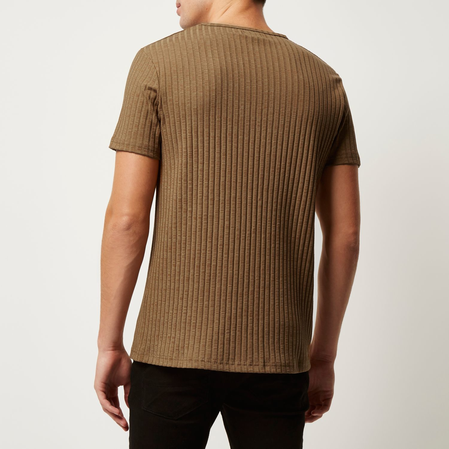 River Island Cotton Light Brown Chunky Ribbed T-shirt for Men - Lyst