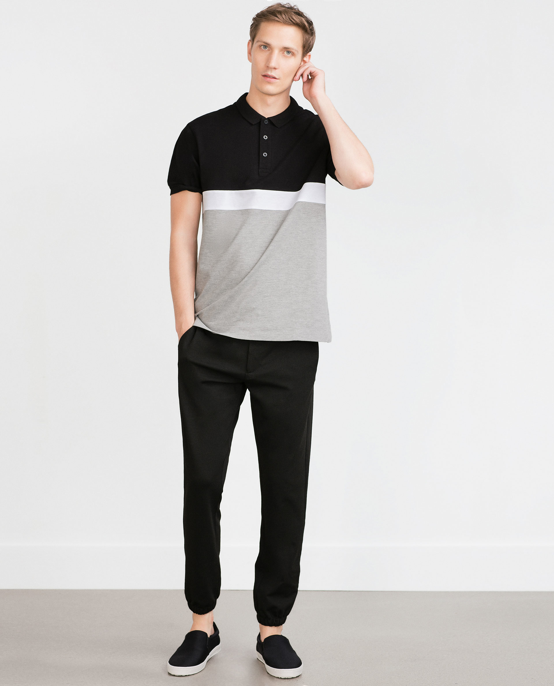 Zara Piqué Polo Shirt in Black for Men | Lyst