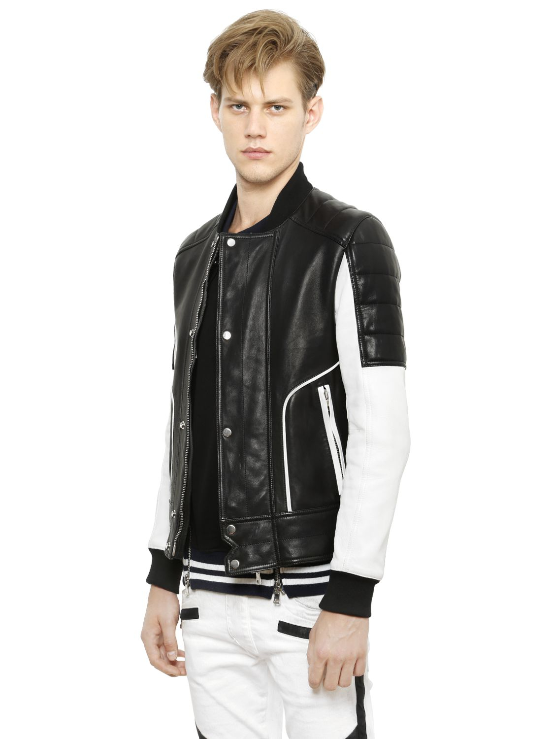 Balmain Leather Bomber Jacket Www Sassycleanersmd Com