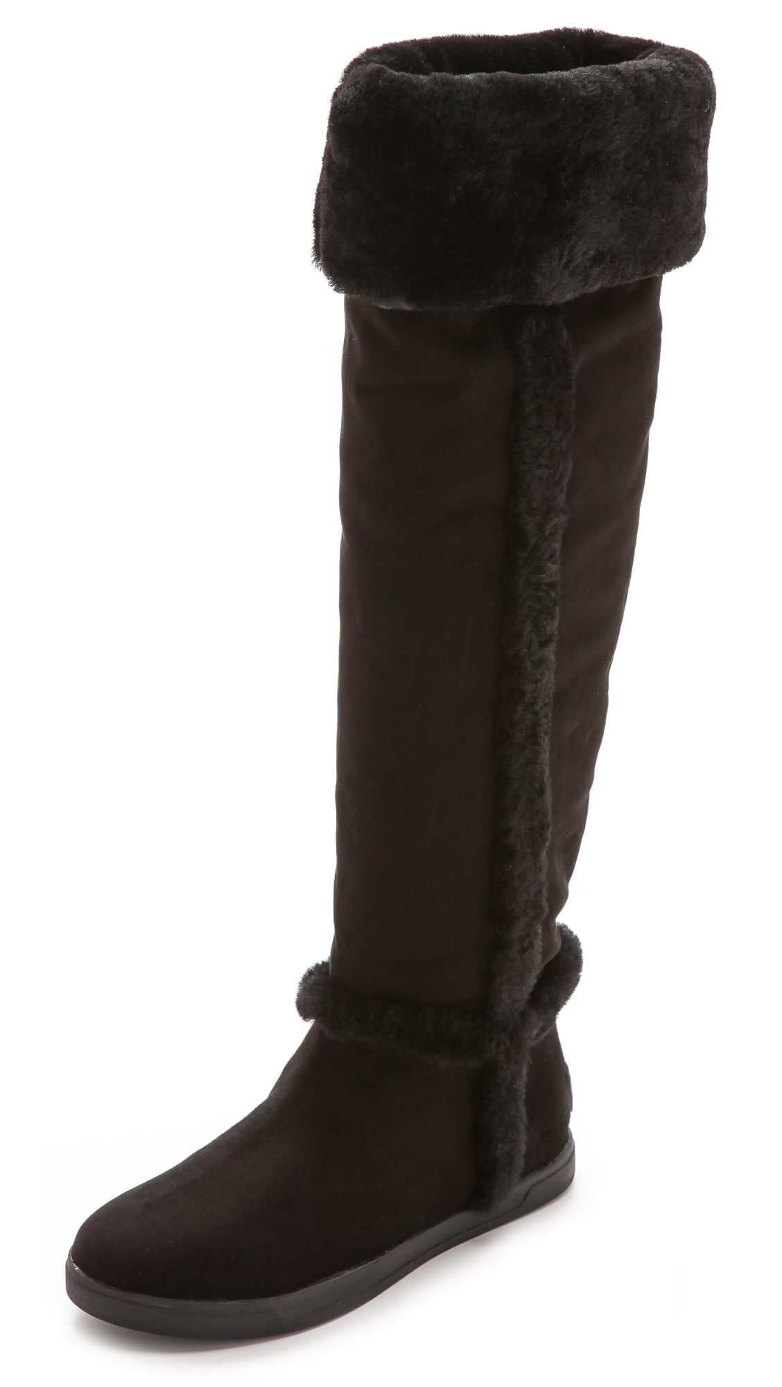 DKNY Bard Tall Fur Lined Boots Black - Lyst