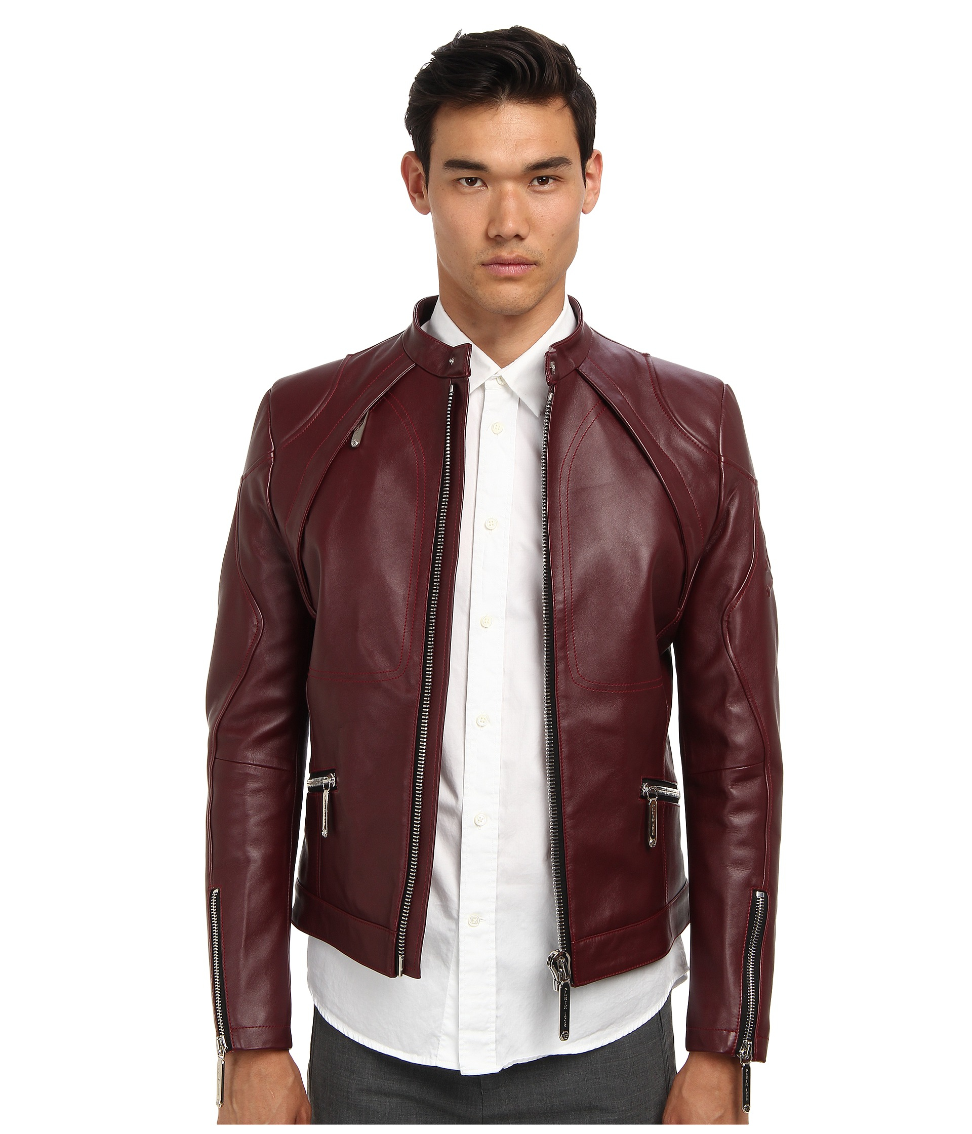 philipp plein red leather jacket