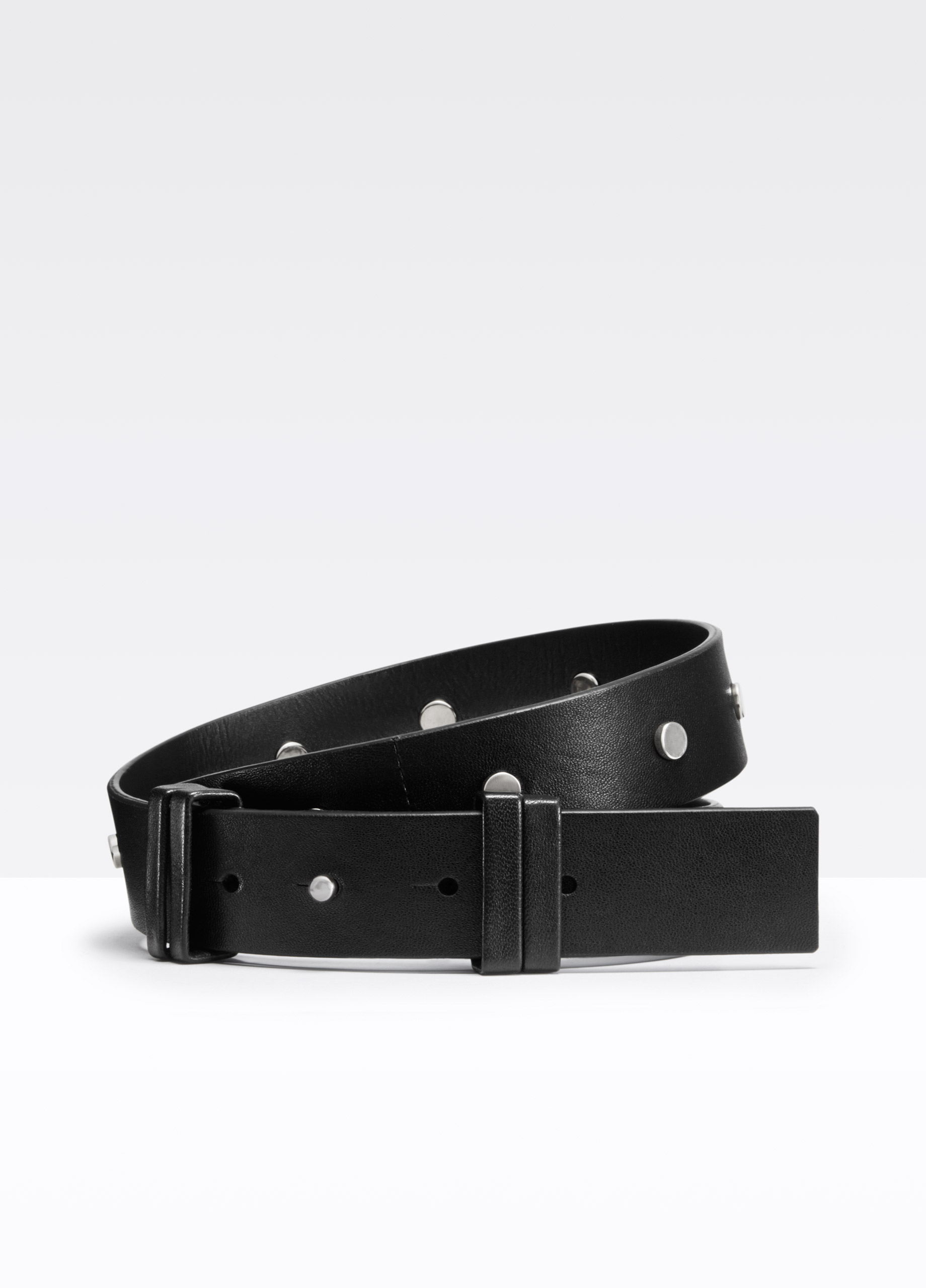 Lyst Vince Studded Wide Leather Belt in Black
