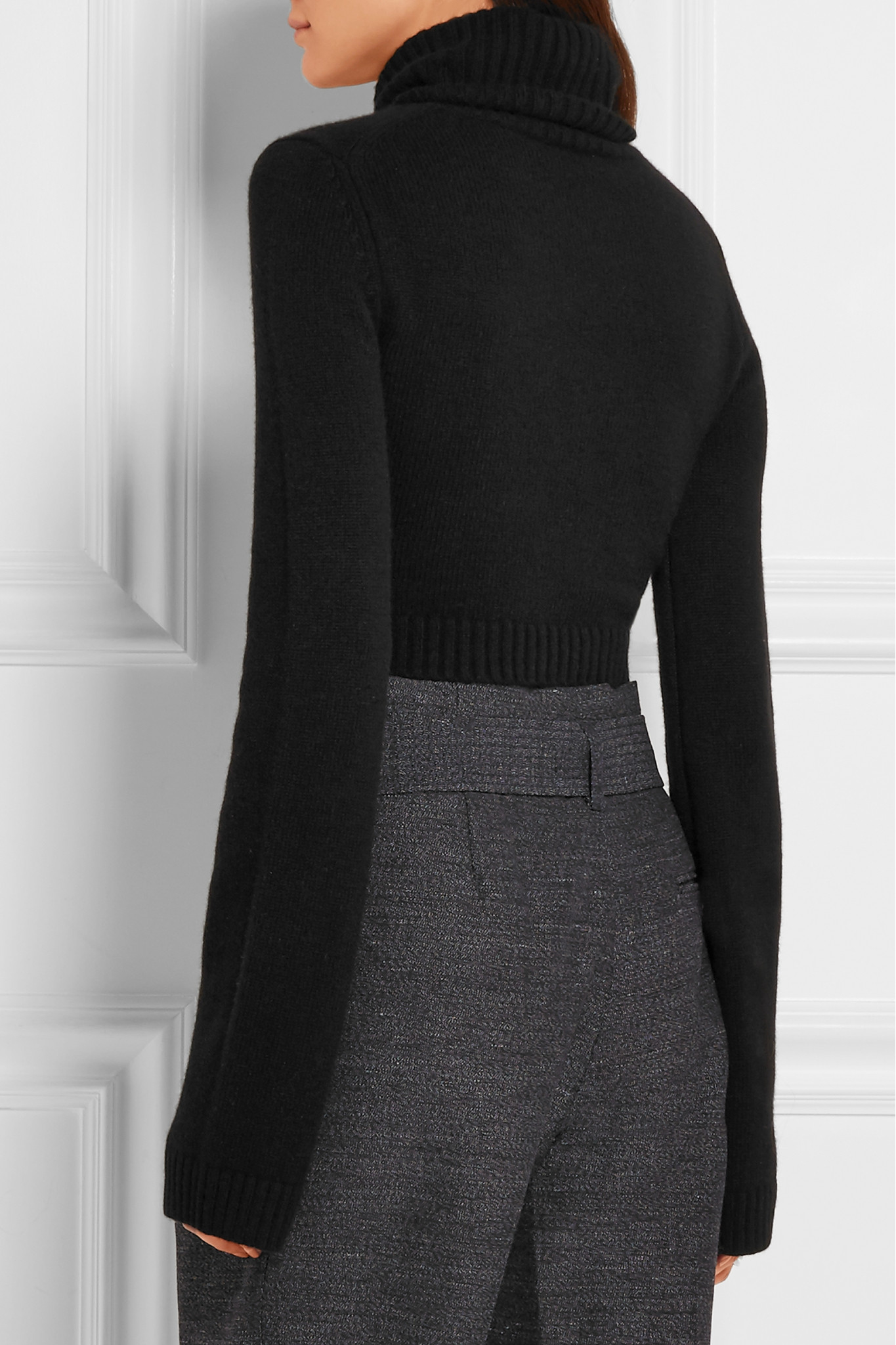 Michael Kors Cropped Cashmere Turtleneck Sweater in Black - Lyst