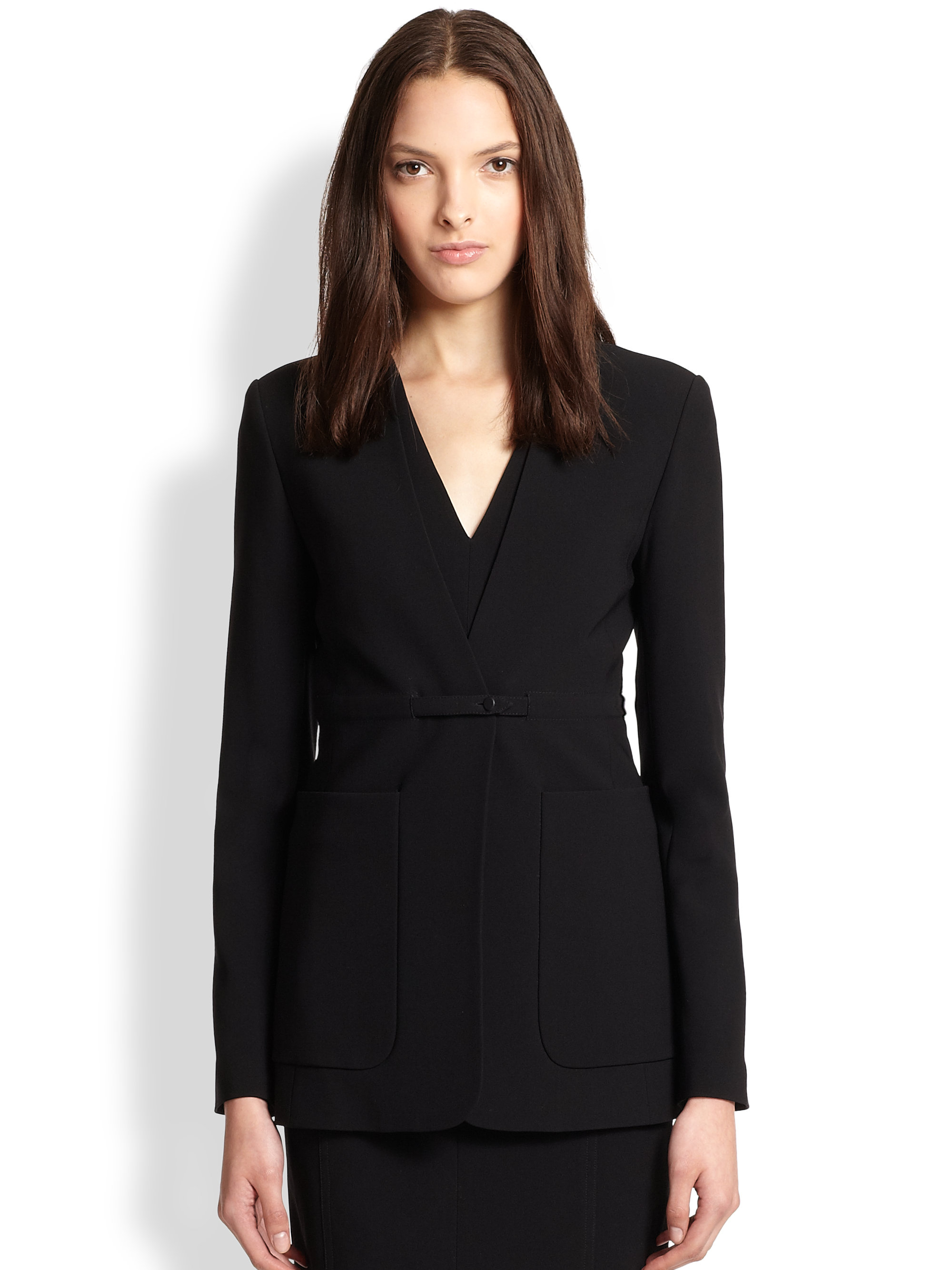 Alexander wang Fitted Collarless Blazer in Black | Lyst