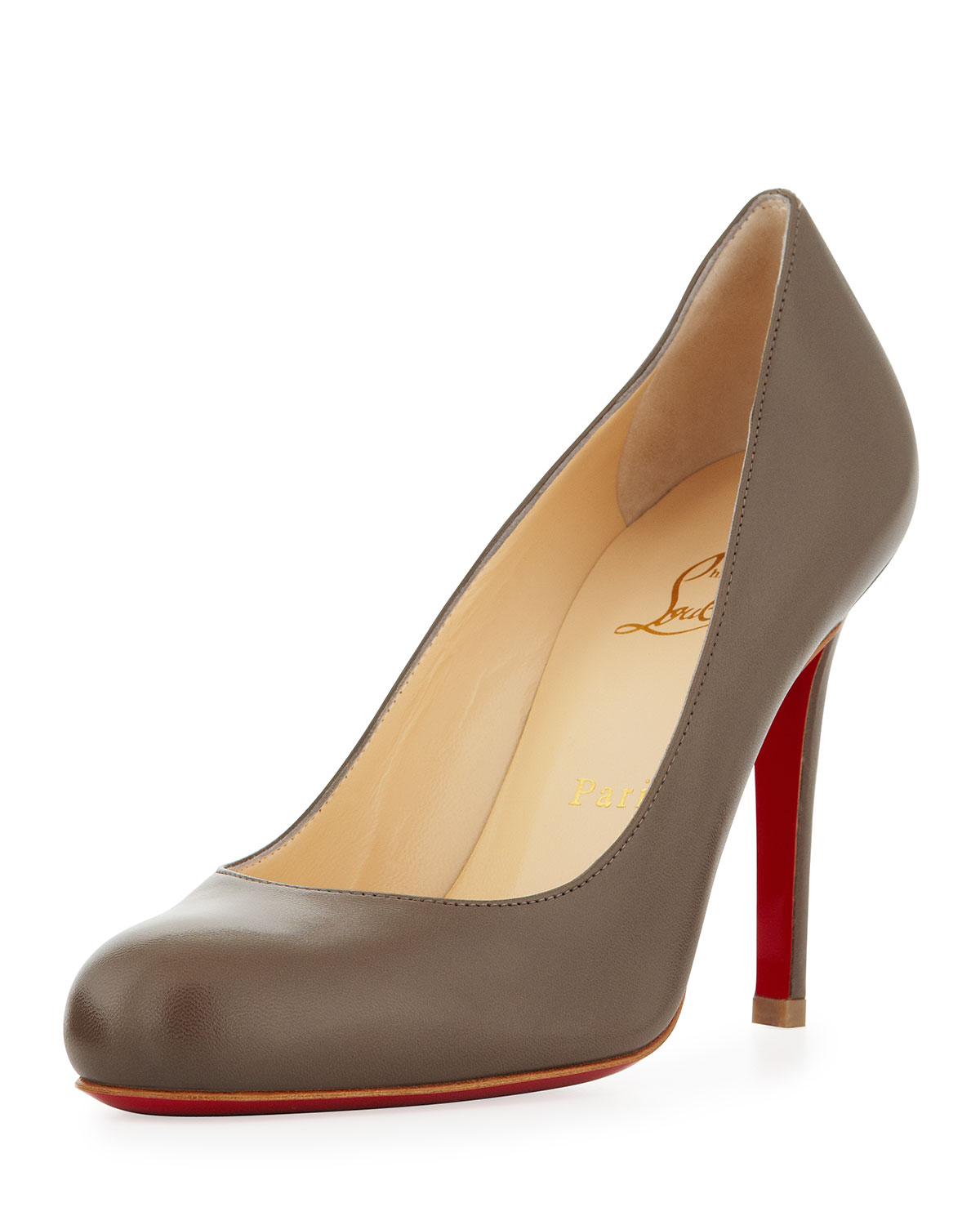 christian louboutin round-toe Simple pumps Black leather covered ...  