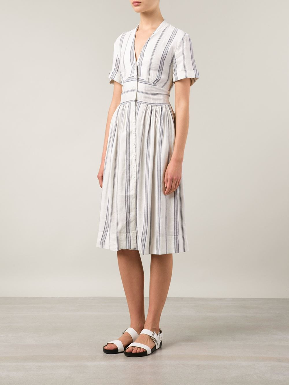 striped button dress