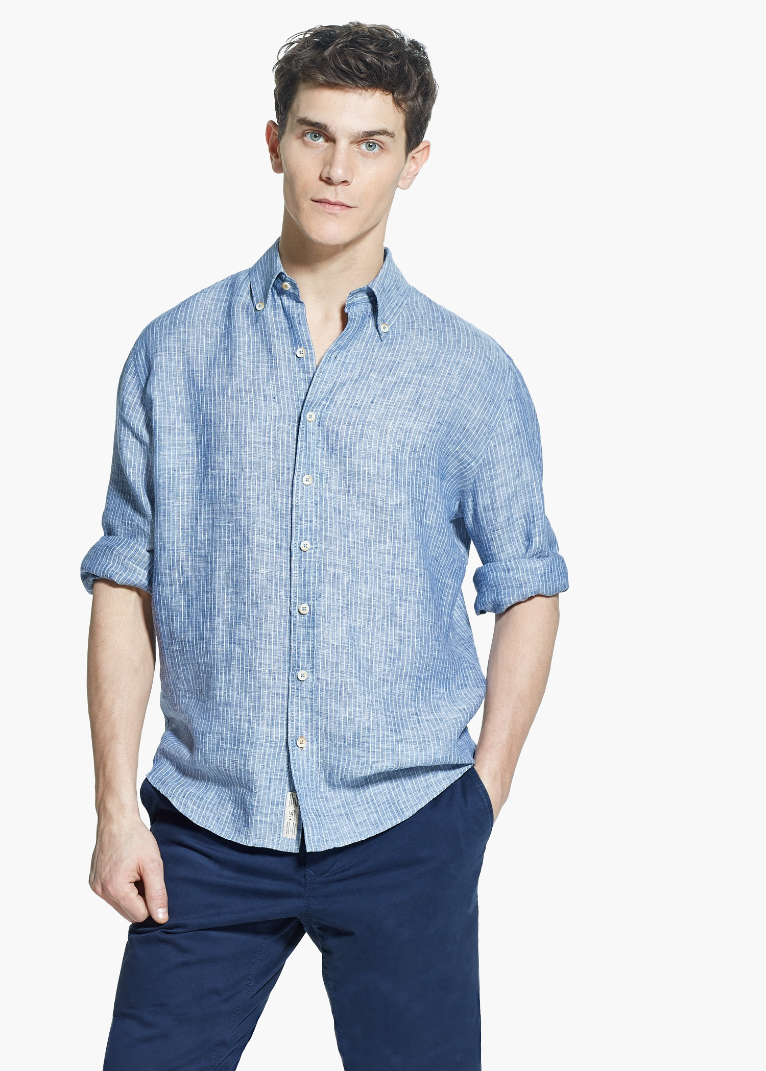 Lyst Mango ClassicFit Striped Linen Shirt in Blue for Men