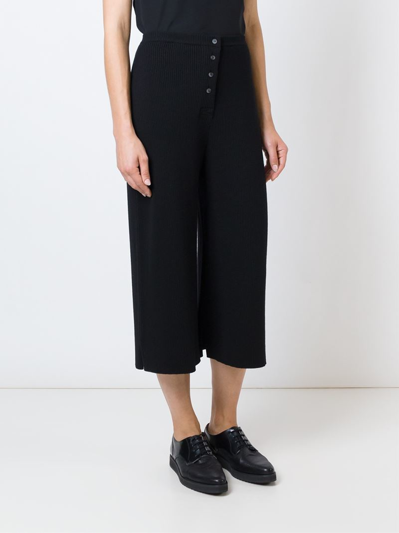 MM6 by Maison Martin Margiela Ribbed Cropped Pants in Black - Lyst