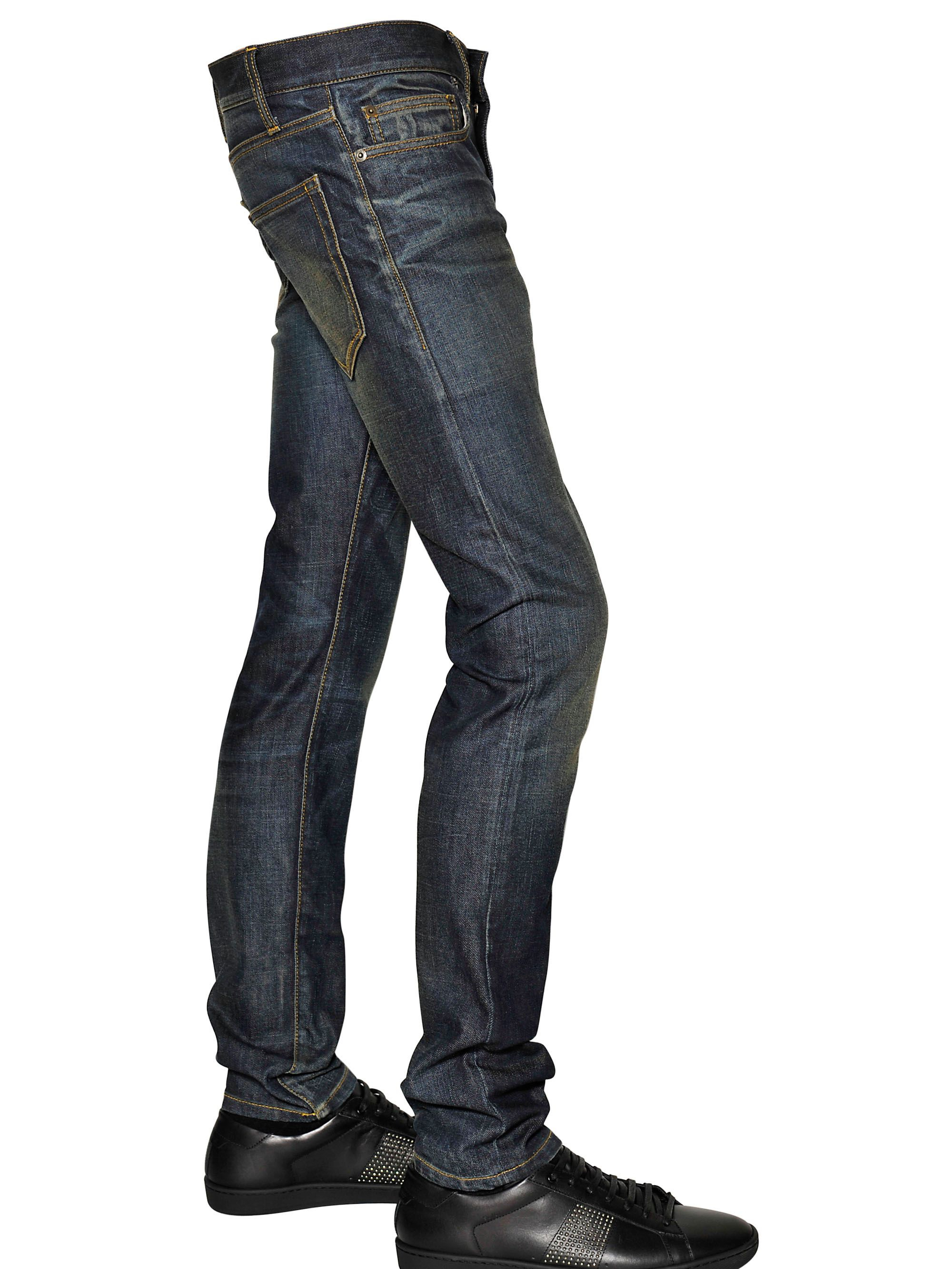 Saint Laurent 16cm Skinny Dirty Strong Used Blue Jeans for Men Lyst