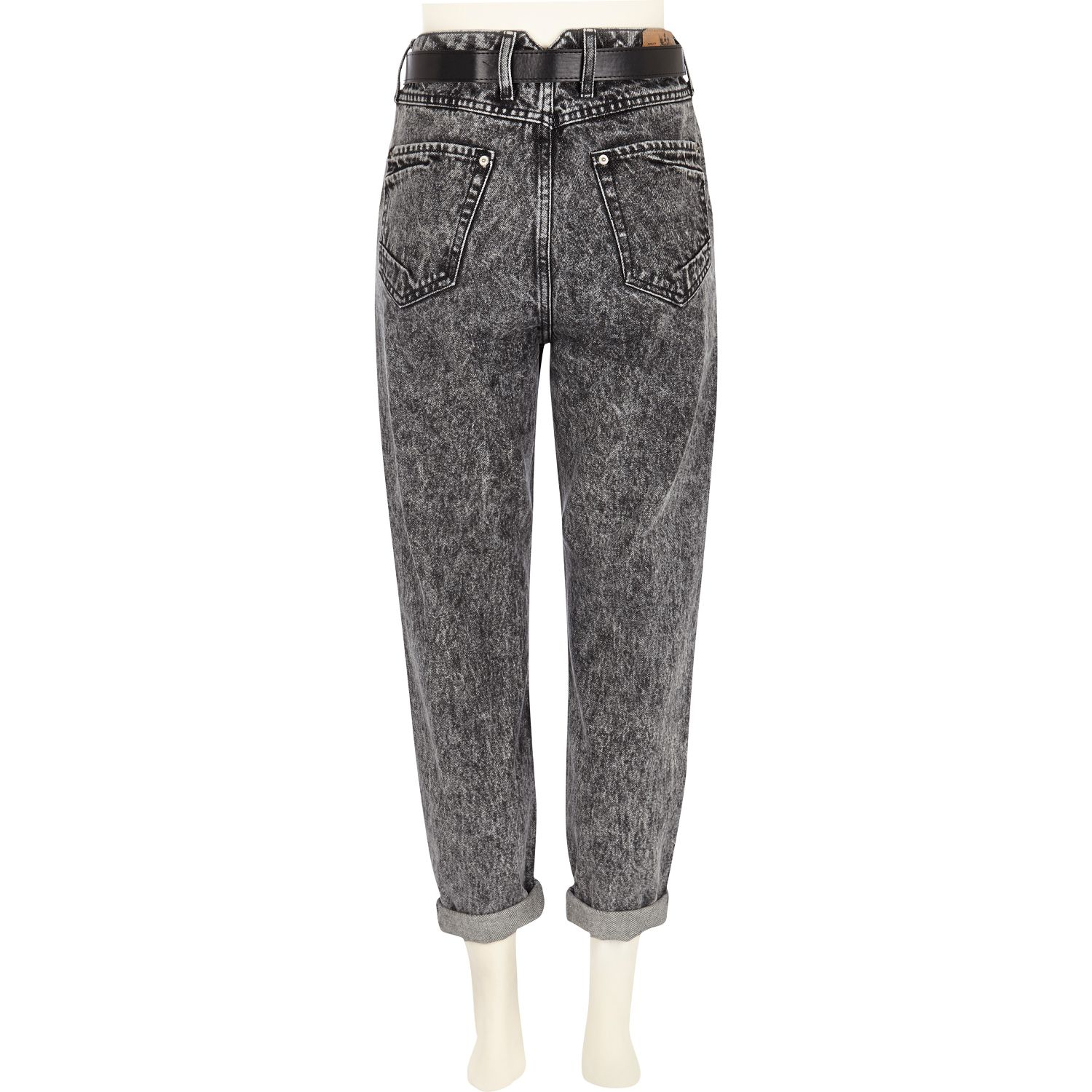 acid wash black mom jeans