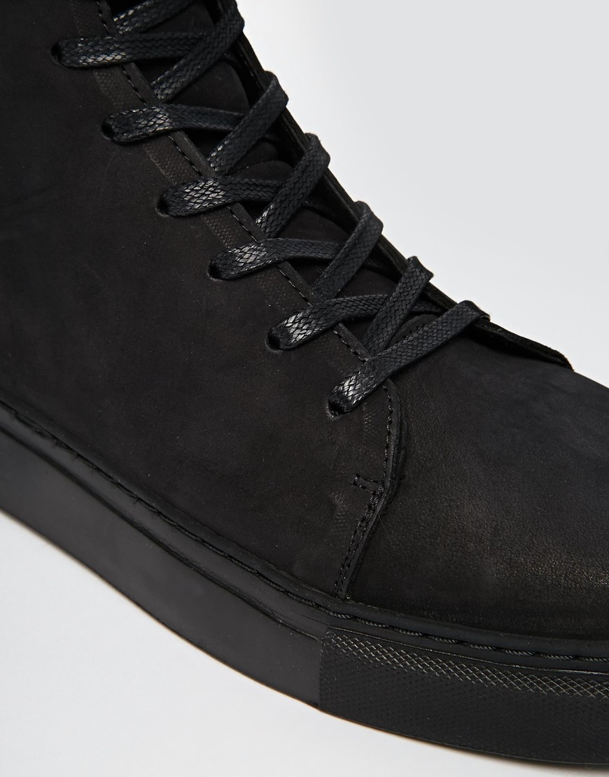 SELECTED Homme Darvin Nubuck Hi-Top Sneakers in Black for Men - Lyst