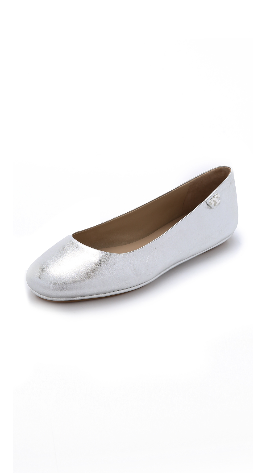 tory burch silver minnie flats