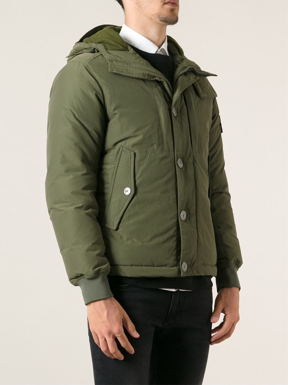 Stone Island Padded Military Coat in Green for Men - Lyst
