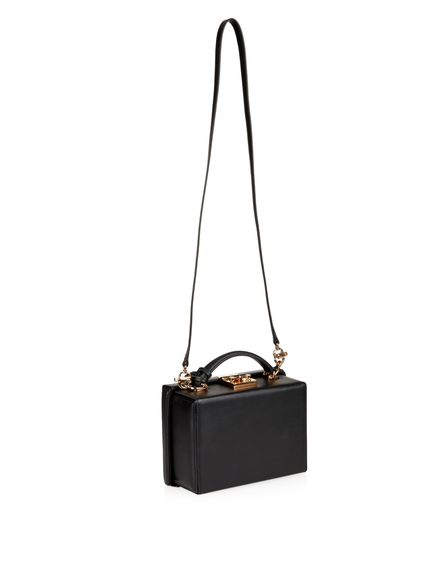 Mark Cross Grace Small Leather Box Bag in Black - Lyst